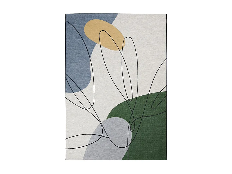 Tapis extérieur 120x180 tissé kilim beige et vert AZA