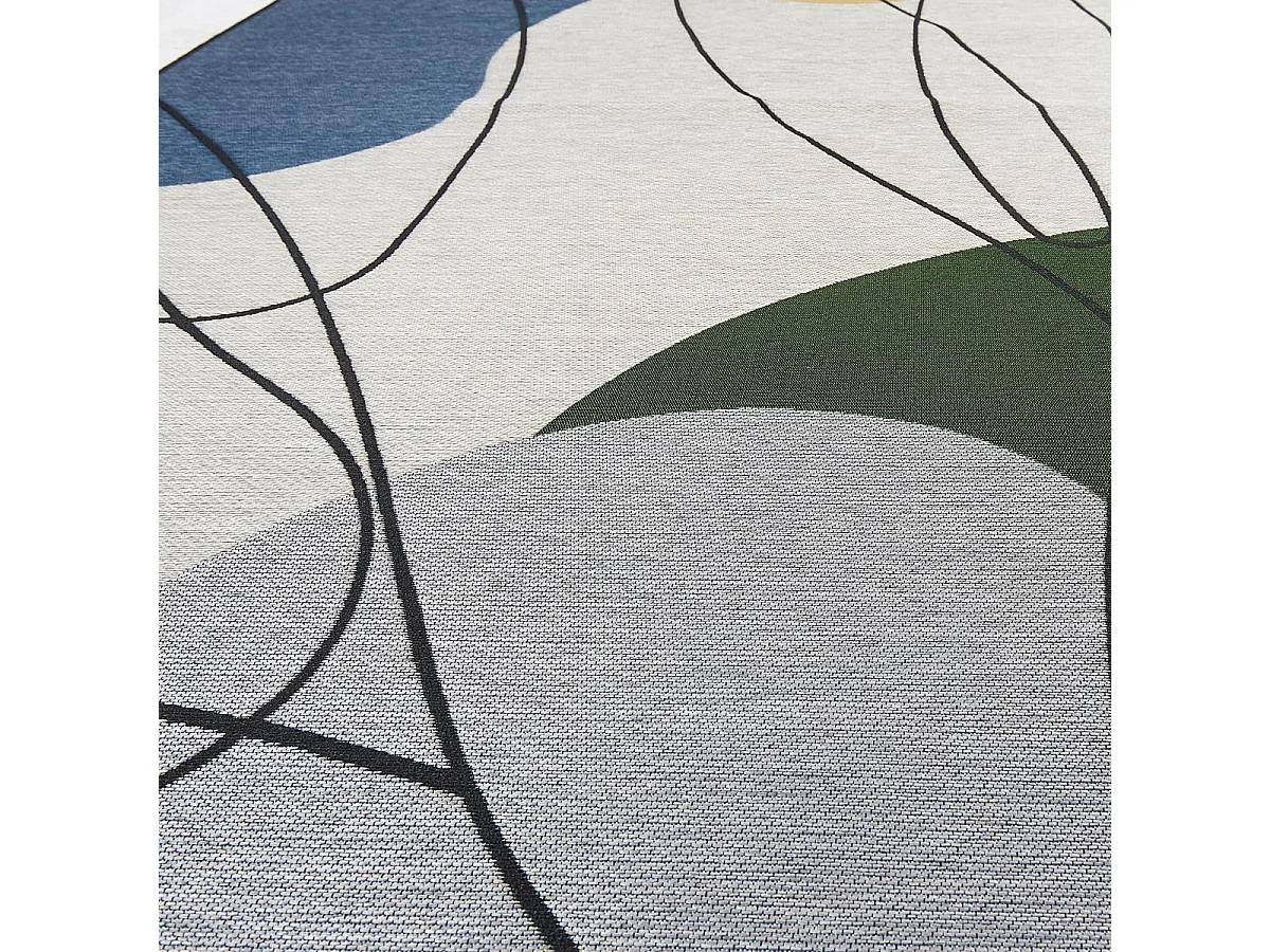 Tapis extérieur 120x180 tissé kilim beige et vert AZA