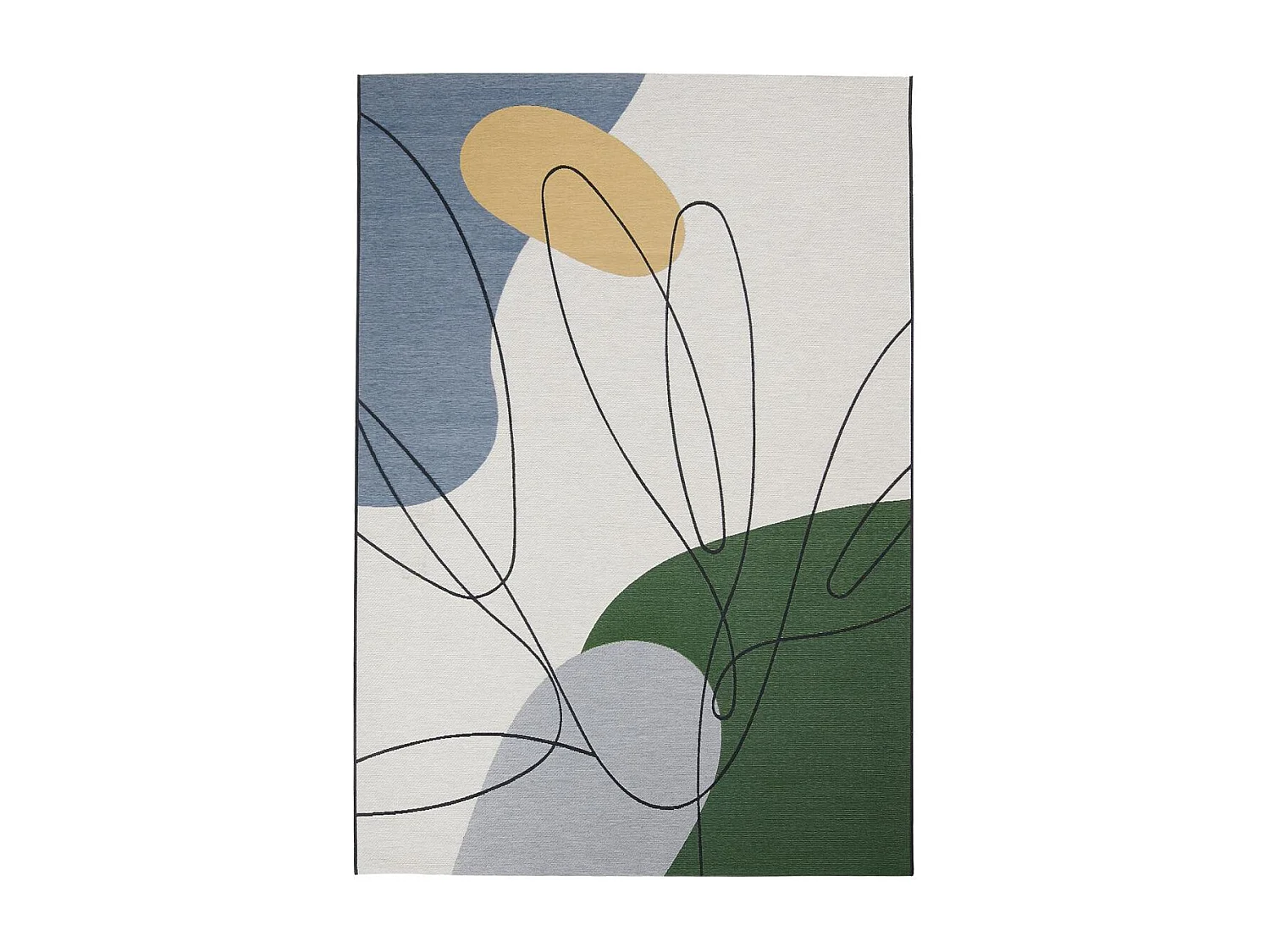 Tapis extérieur 120x180 tissé kilim beige et vert AZA