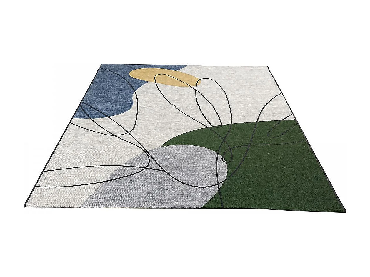 Tapis extérieur 120x180 tissé kilim beige et vert AZA