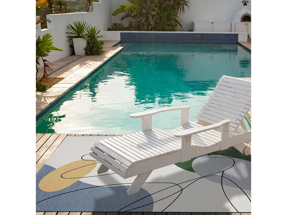 Tapis extérieur 120x180 tissé kilim beige et vert AZA