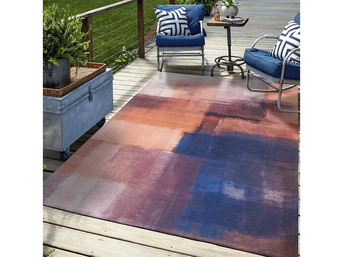 Tapis extérieur 120x180 tissé kilim ocre et marron HOMAR