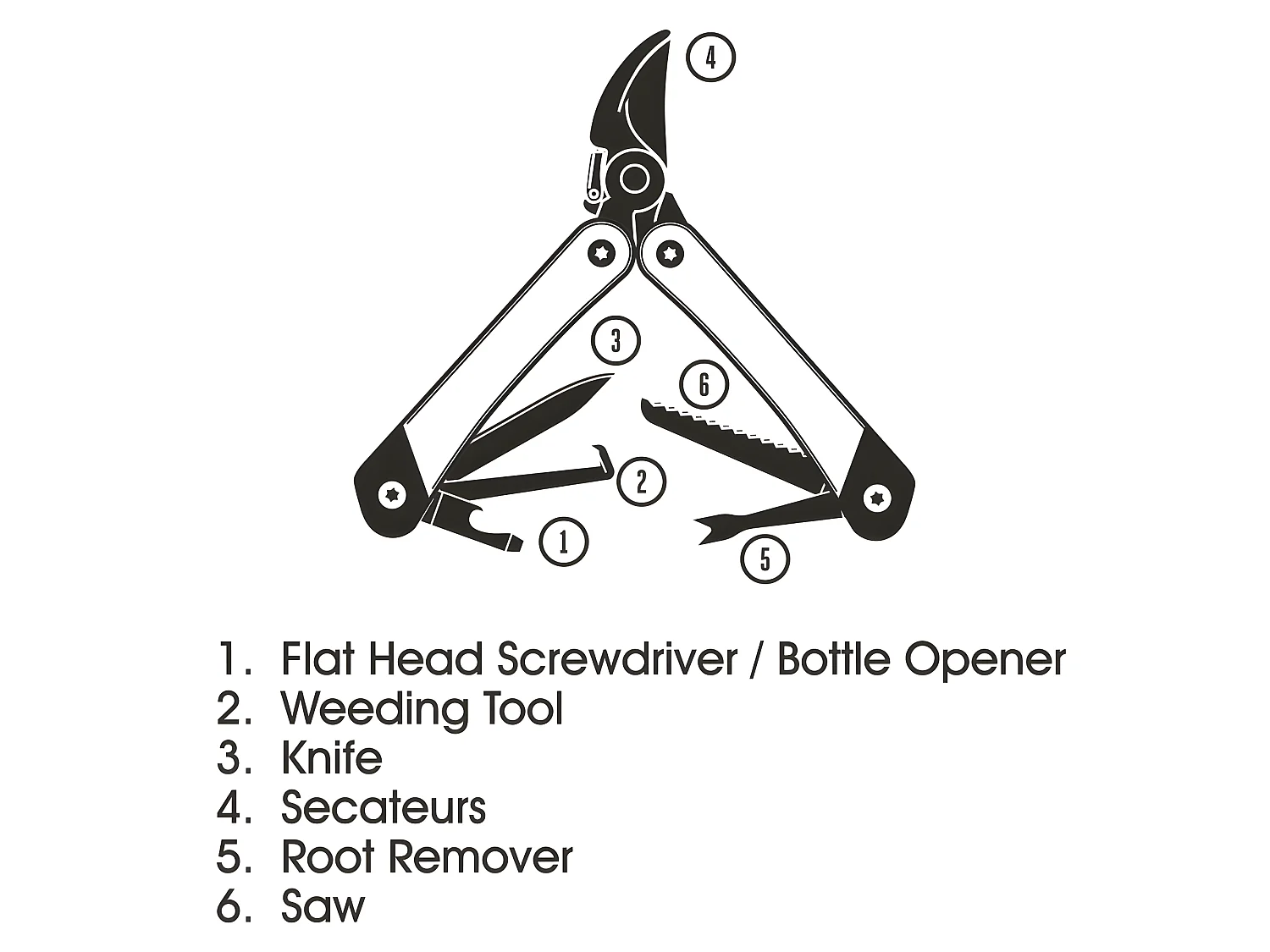 Outil de jardinage 6 en 1 Naturel  Gentlemen's Hardware