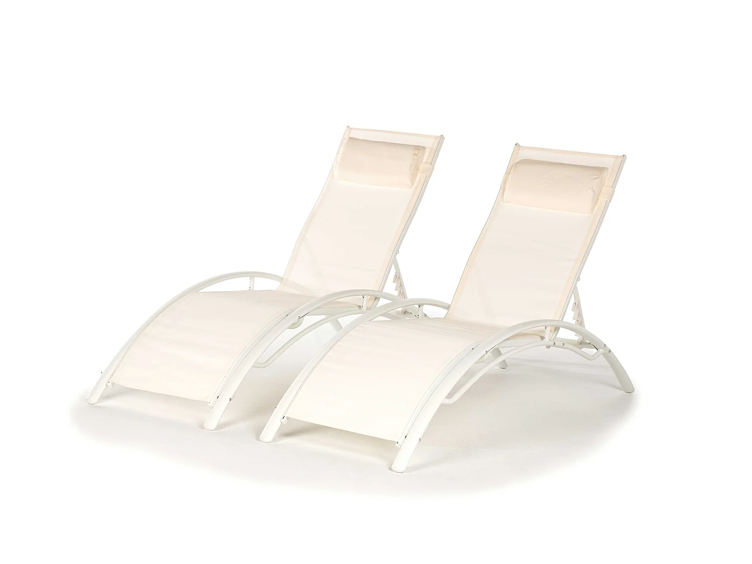 Pack 2 Tumbonas Biarritz 2 Plazas 2 Tumbonas Aluminio y textileno Blanco ieferGarden