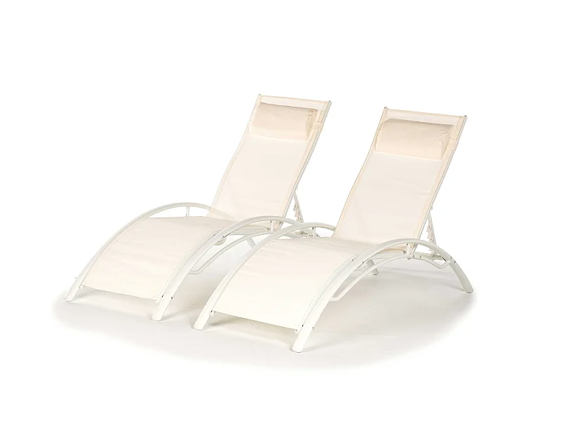 Pack 2 Tumbonas Biarritz 2 Plazas 2 Tumbonas Aluminio y textileno Blanco ieferGarden
